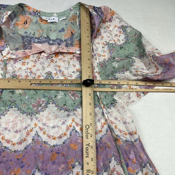 Laia Pastel Boho Blouse Lightweight Silk Blend Tassel Hem Peasant Top Small - Picture 7 of 10